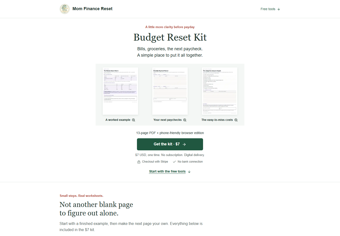 Mom Finance Reset public website